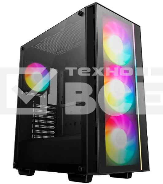 Компьютерный корпус Deepcool MATREXX 55 V4 без БП, боковое окно (закаленное стекло), 3xARGb LED 140мм вентилятора спереди, 1xARGb LED 120мм вентилятор сзади, черный, ATX