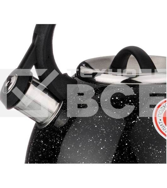 Чайник для плиты Agness 907-045 черный МРАМОР нерж. 2,5 л