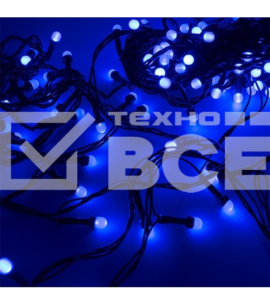 Гирлянда светод. Funray Минишарики, SE-MINI-110B, 10М, 100LED, синий, темно-зел. шн. 0,7м, контр.,
