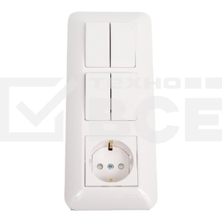 Блок SE Wessen Прима розетка с/з + выключатель 2-кл. + выключатель 2-кл. (индивид. упак.) внутр., белый