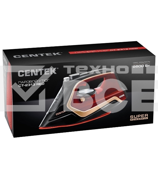 Утюг Centek CT-2313 RED 2600 Вт керамическая подошва, 350мл, паровой удар, самоочистка, капля-стоп
