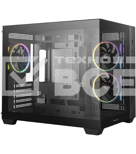 Компьютерный корпус Deepcool CG330 3F без БП, боковое окно (панорама), 3x120мм ARGB PWM вентилятора, черный, mATX
