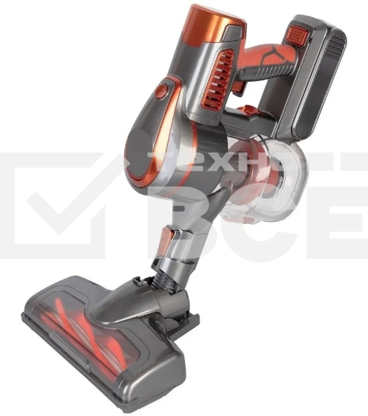 Пылесос вертикальный Endever SkyClean VC-301 черный/оранжевый, питание от аккумулятора, 75 Вт, уборка сухая, пылесборник 0,8 л