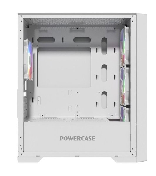 Компьютерный корпус Powercase Alisio Micro X4W V2, Tempered Glass, 4х 120мм ARGB fans, ARGB HUB, белый, mATX (CAMCXW-A4)