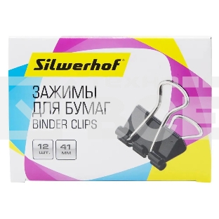 Зажимы Silwerhof 510017 сталь 41мм черный (упак.:12шт) картонная коробка