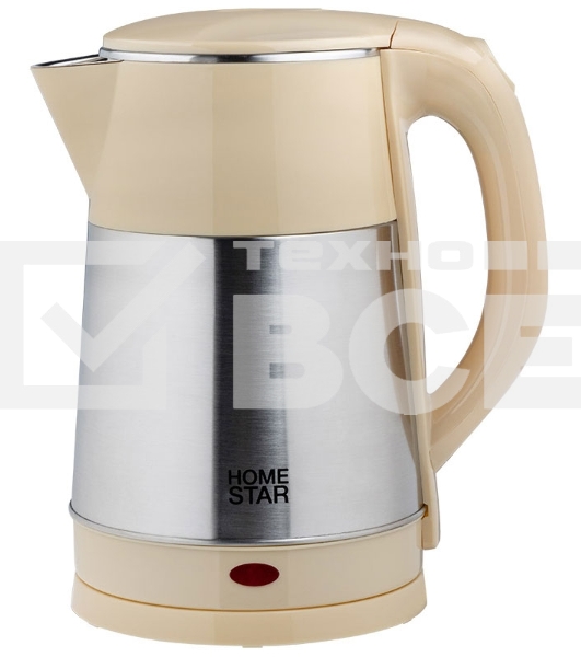 Чайник электрический HOMESTAR HS-1055 2,3 л, 1500 Вт, нержавеющая сталь/бежевый