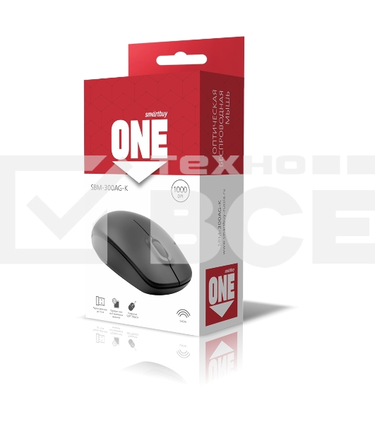 Мышь беспроводная Smartbuy ONE 300AG-K черная (SBM-300AG-K)