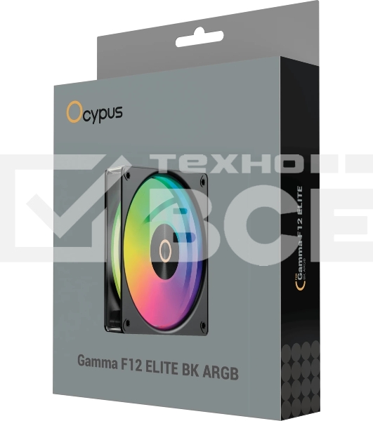 Вентилятор для корпуса Ocypus Gaммa F12 Elite BK ARGB, 120x120x25мм, 4-PIN PWM, 600-1800 RPM, 26 DBA MAX, HYDRO BEARING