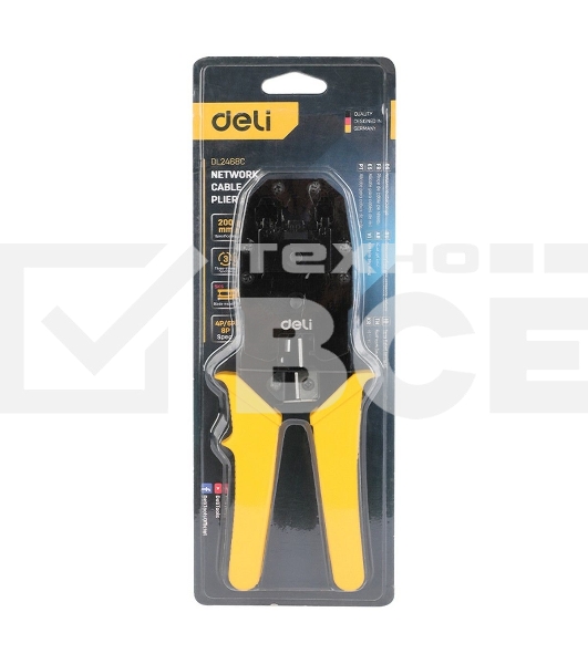 Обжимные клещи Deli DL2468C 8P(RJ-45), 6P(RJ-14 и RJ-12), 4P(RJ-9) 200мм