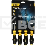 Набор отверток Deli DL630004N 4шт SL5x100 + SL6x150 + PH1x100 + PH2x150 сталь Cr-V, двухкомпонентная прорезиненная рукоять, фото4