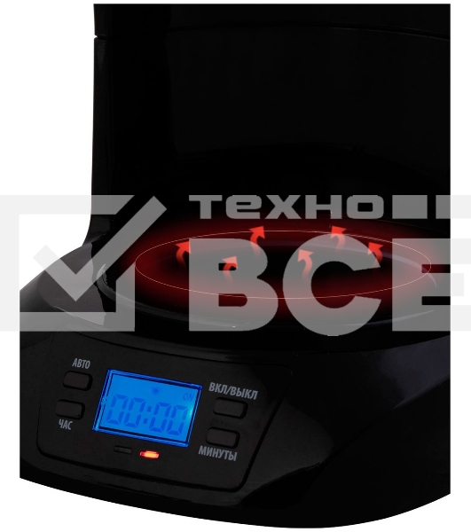 Кофеварка капельного типа Endever Costa-1044, мощность 800 Вт, цвет-стальной/черный, объем 1,5л, LCD дисплей, по 4 шт/уп