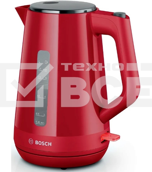 Чайник электрический Bosch TWK1M124 1.7 л, 2400 Вт, красный