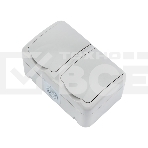 Блок горизонтальный 2 розетки Mini OG IP54 с заземлением, о/у, серый KRANZ, фото 1