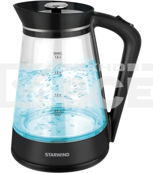 Чайник электрический Starwind SKG2116 1.8л. 1700Вт черный/прозрачный корпус: стекло