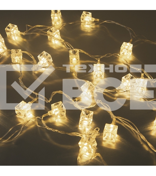 Гирлянда светод. Funray Кубики, SE-CUBE-440WW, 220В, 4м, 40LED, теплый белый, прозр шнур 3м,