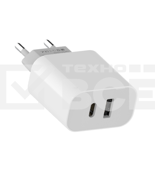 Сетевое зарядное устройство Maxvi CHL-602PD 30W, 6A, QC 3.0, 1xUSB-A, 1xUSB-C, белый