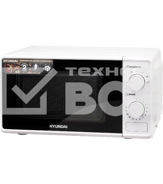 Микроволновая печь Hyundai HYM-M2044 белый, 20 л, 700 Вт, переключатели - поворотный механизм