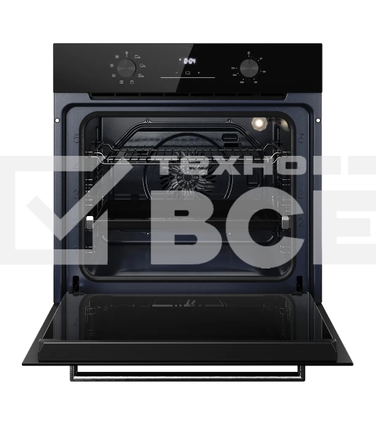 Духовой шкаф Kuppersberg HO 608 X Line, High-Tech, 78 л, цвет черный, цвет фурнитуры нержавеющая сталь, поворотное управление, дисплей, таймер, 8 режимов, макс. температура 310 градусов, телескопические направляющие (на 1 уровень)