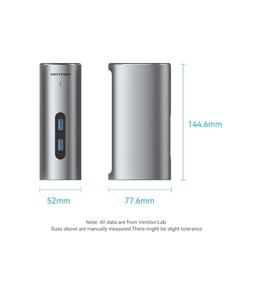 Док-станция Vention TPJH0-EU, USB Type-C, HDMI/VGA/USB/RJ45/SD/3.5мм/PD/DC, USB Type-C