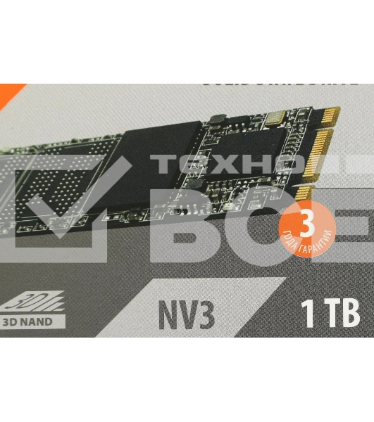 Накопитель SSD SunWind NV3 SWSSD001TN3T, 1Tb, PCIe 3.0 x4, M.2 2280, NVMe, R/W 2000/1600