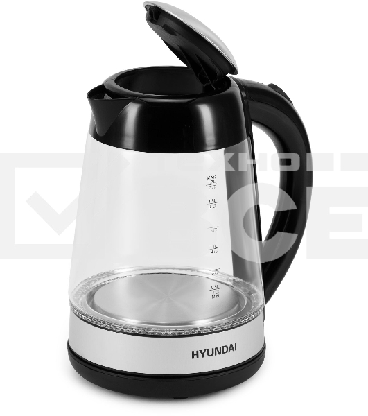 Чайник электрический Hyundai HYK-G3803 1.7л. 2200Вт черный/серебристый (корпус: стекло)