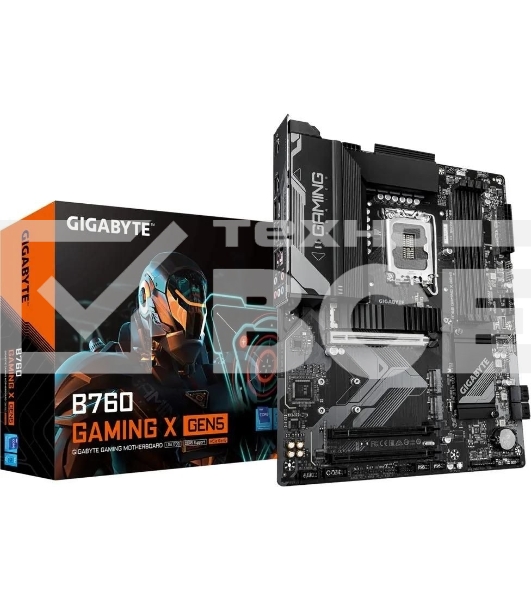 Материнская плата Gigabyte B760 GAMING X GEN5, LGA1700, Intel B760, 4xDDR5, 4xSATA, 3xM.2, 1xPCIe 5.0 x16, 2xPCIe 3.0 x1, 1xHDMI, 1xDP, 1x2.5Gb LAN, 1xUSB-C 5Gbps, 1xUSB-A 10Gbps, 1xUSB-A 5Gbps, 5xUSB-A 2.0, 6x3.5 мм, 7.1, ATX