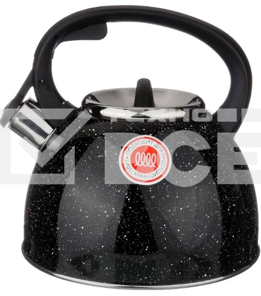 Чайник для плиты Agness 907-045 черный МРАМОР нерж. 2,5 л