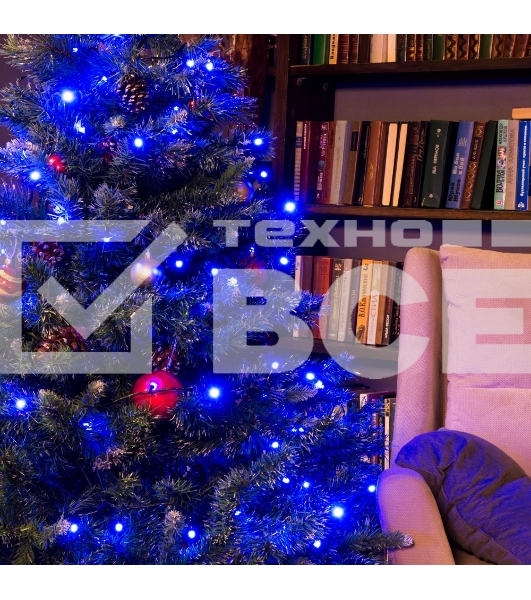 Гирлянда светод. Funray Минишарики, SE-MINI-110B, 10М, 100LED, синий, темно-зел. шн. 0,7м, контр.,