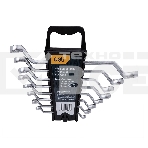 Набор накидных изогнутых гаечных ключей 8 шт Deli DL150008A Спецификация: 6x7мм, 8x9мм, 10x11мм, 12x13мм, 14x15мм, 16x17мм, 18x19мм, 20x22мм. Матовая хромированная поверхность. Пластиковая упаковка., фото 1