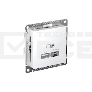 Розетка USB AtlasDesign тип A+C 45Вт QC PD высокоскор. ЗУ механизм бел. SE ATN000129