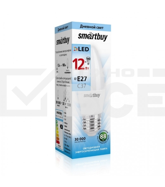 Светодиодная (LED) лампа Smartbuy-C37-12W/4000/E27