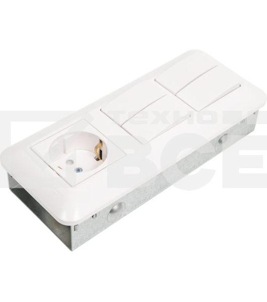 Блок SE Wessen Прима розетка с/з + выключатель 2-кл. + выключатель 2-кл. (индивид. упак.) внутр., белый