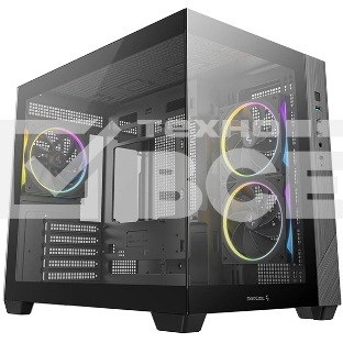 Компьютерный корпус Deepcool CG330 3F без БП, боковое окно (панорама), 3x120мм ARGB PWM вентилятора, черный, mATX