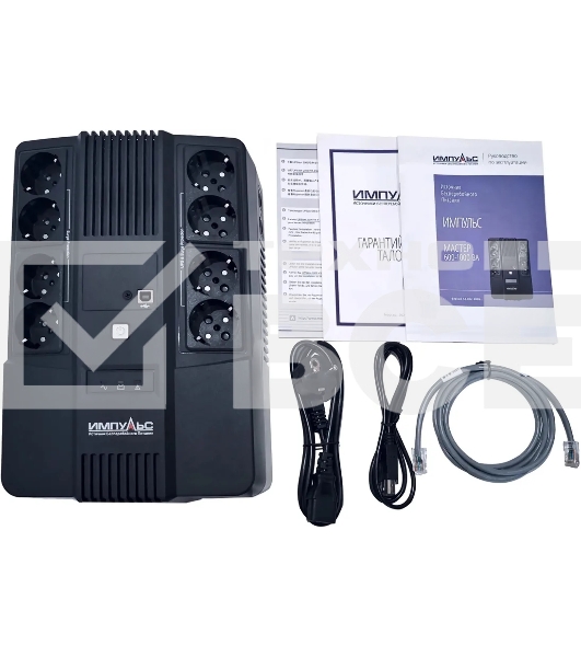 Источник бесперебойного питания Импульс ИБП ИМПУЛЬС МАСТЕР 1000, 1000ВА/600Вт, LED, USB, RJ11/RJ45, SCHUKOx8