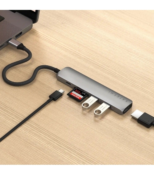 Док-станция Satechi ST-P6SM, USB Type-C, USB Type-C/HDMI/2xUSB Type-A/SD/microSD, USB Type-C
