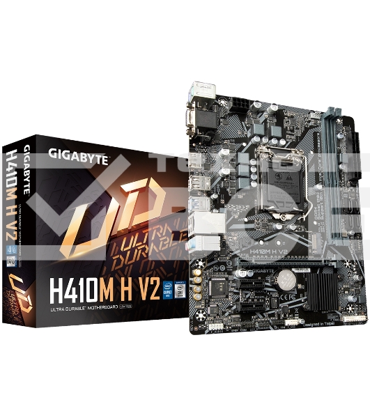 Материнская плата Gigabyte H410M H V2, LGA 1200, Intel H470, 2xDDR4, 4xSATA, 1xM.2, 1xPCI-E 3.0 x16, 2xPCI-E x1, 1xHDMI, 1xVGA, 1x 1Gb LAN, 2xUSB-A 3.2 Gen 1, 4xUSB-A 2.0, 3x3.5 мм, 7.1, Micro-ATX