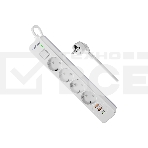 Удлинитель с сетевым фильтром Defender DFS 141, белый, 4розетки, USB+TypeC, 1.5 м., фото 1