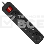 Удлинитель Defender G418 чёрный, 1.8 м, EURO, 4 розетки, 2200 Вт, фото 1