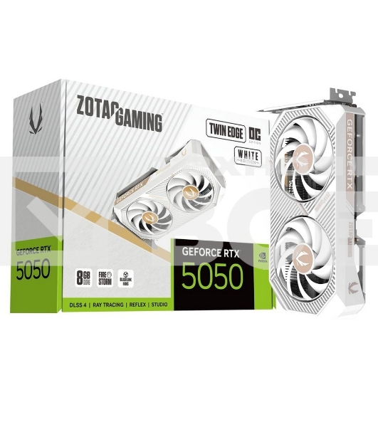 Видеокарта Zotac RTX 5050 TWIN EDGE OC WHITE ED 8Gb GDDR6 128bit 3xDP HDMI 2FAN MEDIUM PACK белый