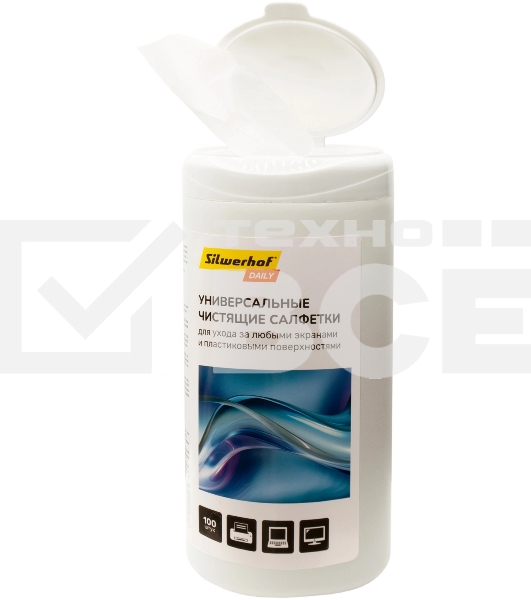 Салфетки Silwerhof DAILY универсальные туба 100шт влажных