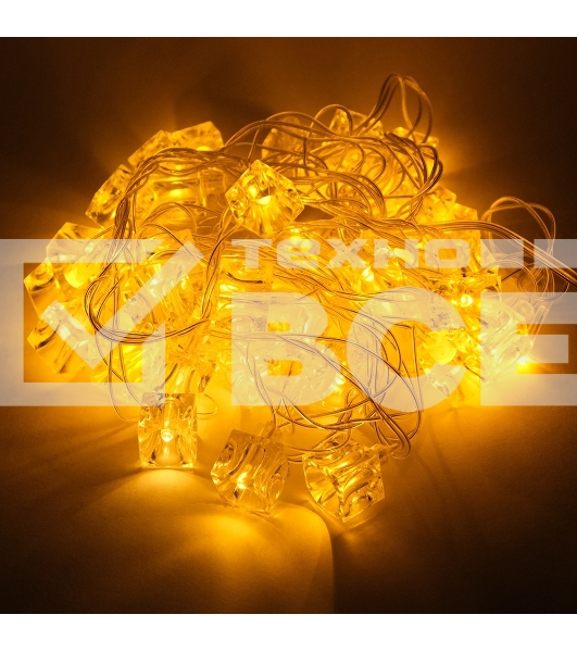 Гирлянда светод. Funray Кубики, SE-CUBE-440WW, 220В, 4м, 40LED, теплый белый, прозр шнур 3м,