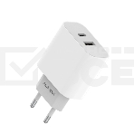 Сетевое зарядное устройство Maxvi CHL-602PD 30W, 6A, QC 3.0, 1xUSB-A, 1xUSB-C, белый, фото 1