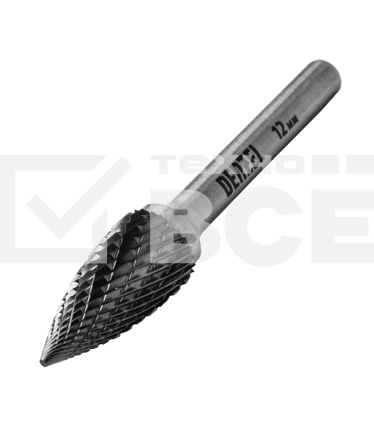 Борфреза по металлу Denzel твердосплавная, параболическая заостренная, тип-G, 12 мм