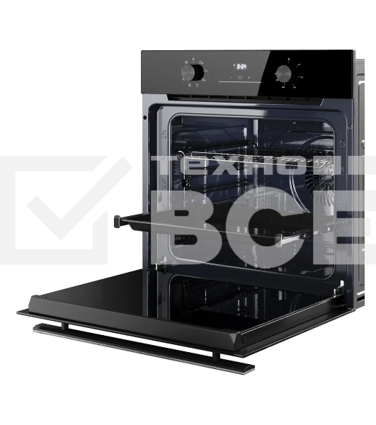 Духовой шкаф Kuppersberg HO 608 X Line, High-Tech, 78 л, цвет черный, цвет фурнитуры нержавеющая сталь, поворотное управление, дисплей, таймер, 8 режимов, макс. температура 310 градусов, телескопические направляющие (на 1 уровень)