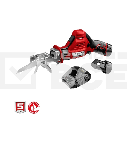 Пила сабельная Зубр 12В, 2 АКБ (2Ач), в коробке, СПЛ-125-22