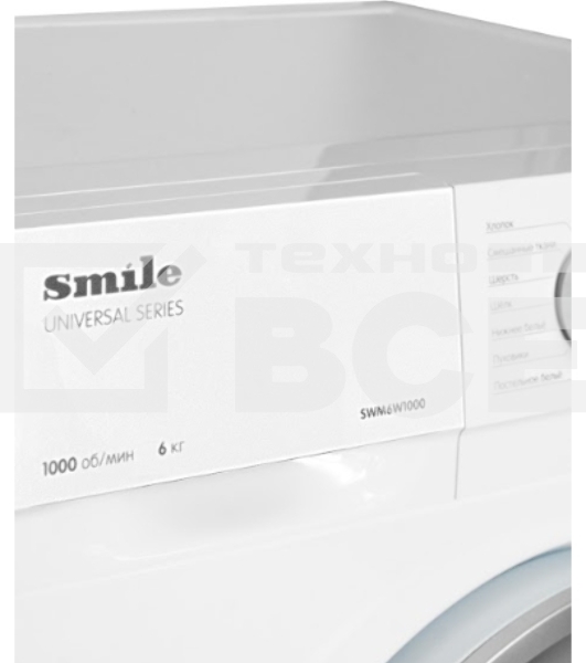 Стиральная машина Smile SWMMV 6W1000 белый, загрузка фронтальная 6 кг, 1000 об/мин, класс: А+