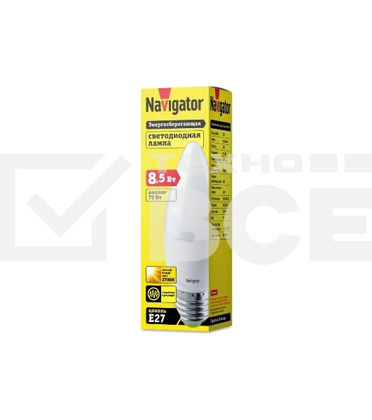 Лампа светодиодная Navigator 61 327 NLL-C37-8.5-230-2.7К-E27-FR