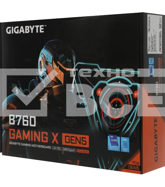 Материнская плата Gigabyte B760 GAMING X GEN5, LGA1700, Intel B760, 4xDDR5, 4xSATA, 3xM.2, 1xPCIe 5.0 x16, 2xPCIe 3.0 x1, 1xHDMI, 1xDP, 1x2.5Gb LAN, 1xUSB-C 5Gbps, 1xUSB-A 10Gbps, 1xUSB-A 5Gbps, 5xUSB-A 2.0, 6x3.5 мм, 7.1, ATX