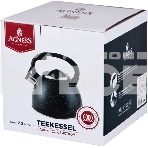 Чайник для плиты Agness 907-045 черный МРАМОР нерж. 2,5 л, фото4