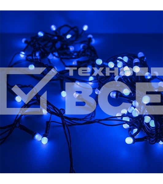 Гирлянда светод. Funray Минишарики, SE-MINI-110B, 10М, 100LED, синий, темно-зел. шн. 0,7м, контр.,